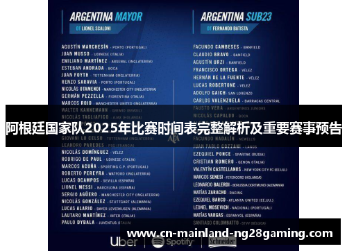 阿根廷国家队2025年比赛时间表完整解析及重要赛事预告